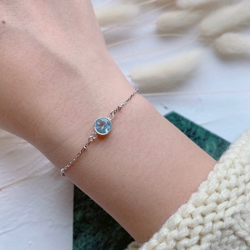 Blue Topaz 925 sterling silver minimalist design bracelet - Bracelets - Gemstone Silver