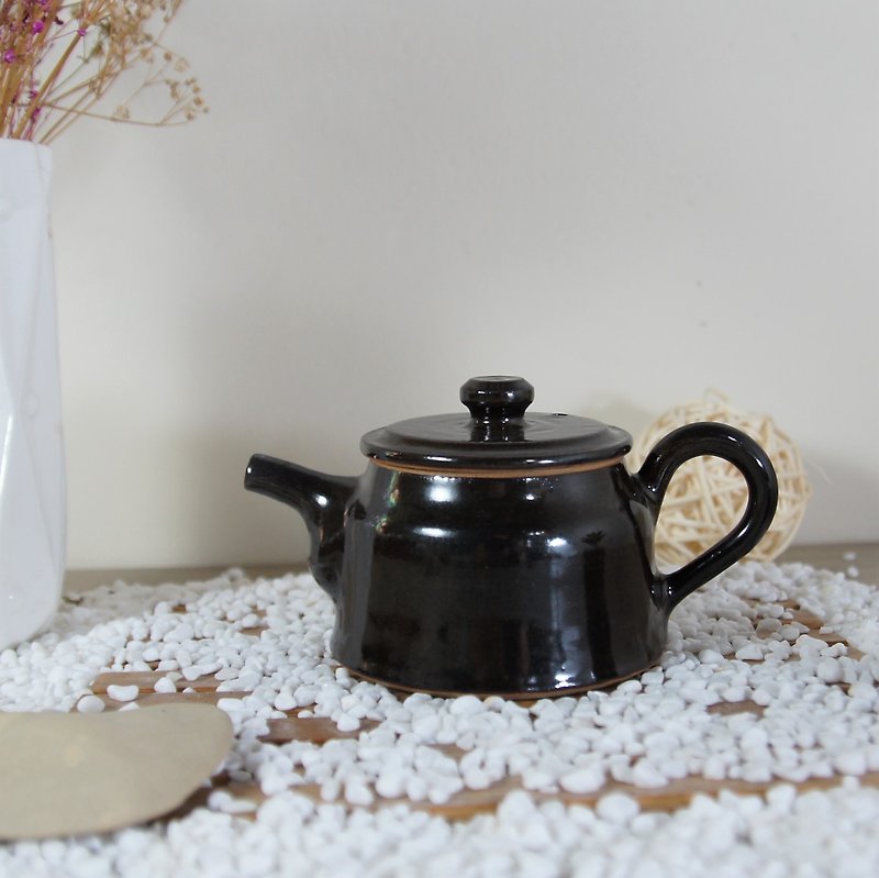 黑茶壺-容量約100ml - 茶具/茶杯 - 陶 黑色
