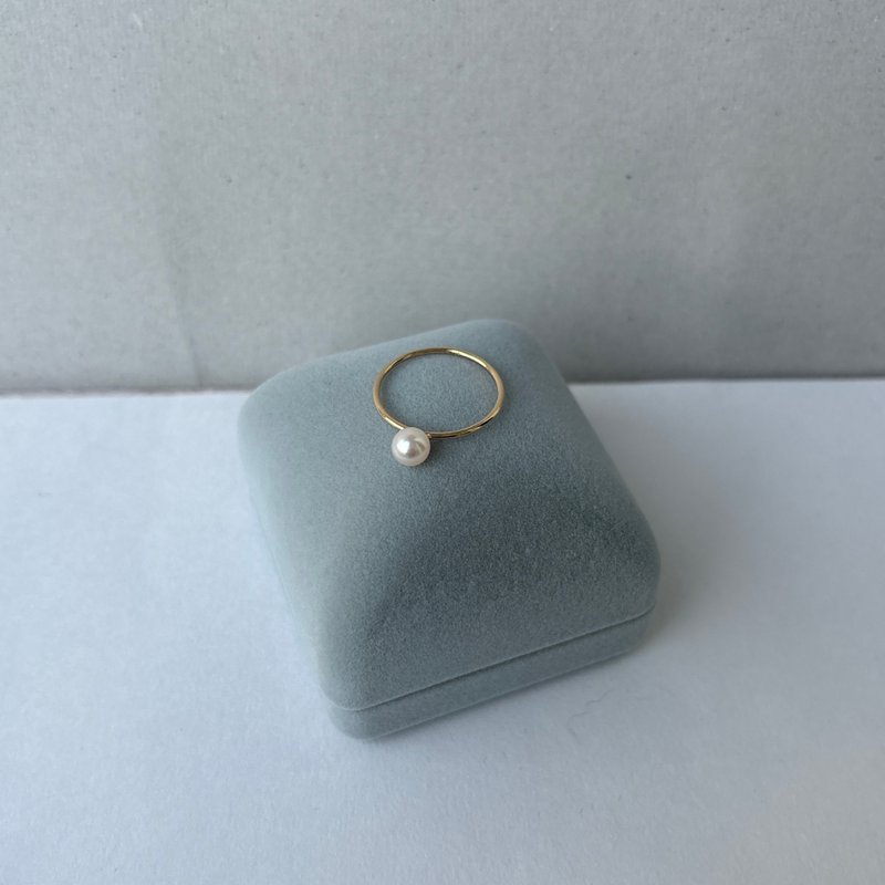 Akoya 海水珍珠  14KGF 戒指 極簡單珠設計 - 戒指 - 珍珠 白色