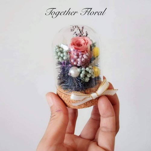 Together 花藝禮品 永生玫瑰迷你玻璃罩盅兩個一組