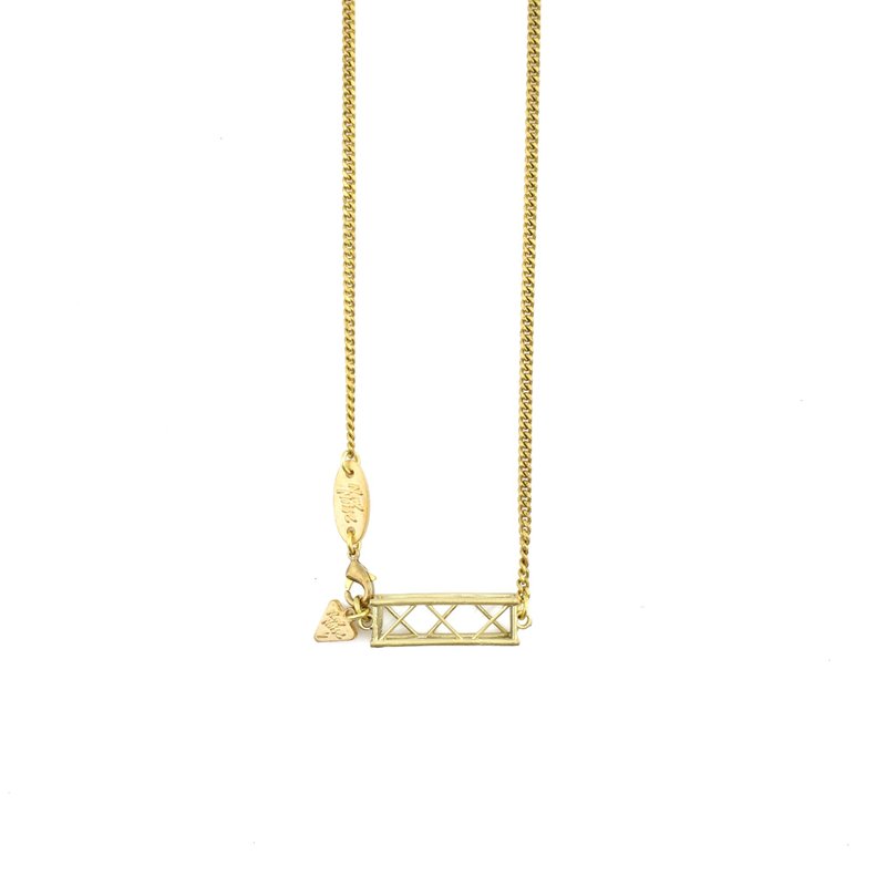 方型舞台架項鍊 Stage truss necklace - 項鍊 - 其他金屬 金色