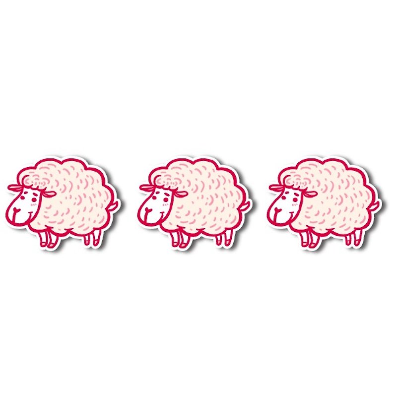 1212 fun design funny everywhere stickers waterproof stickers - sheep bleating lady - Stickers - Waterproof Material Pink