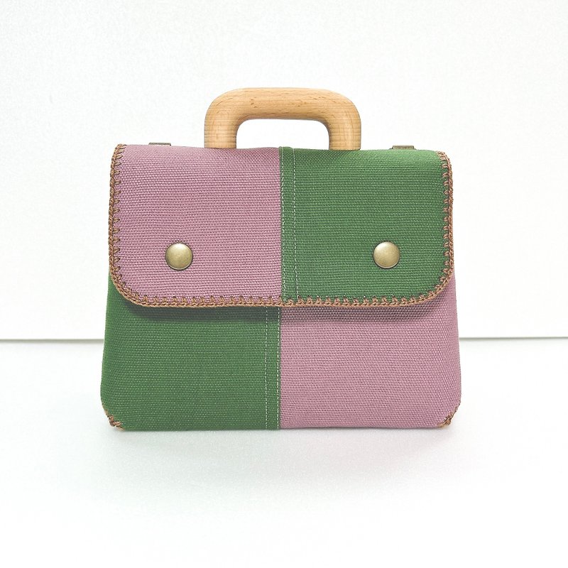 mini bag _ Color block Violet+khaki - 手袋/手提袋 - 其他材質 多色