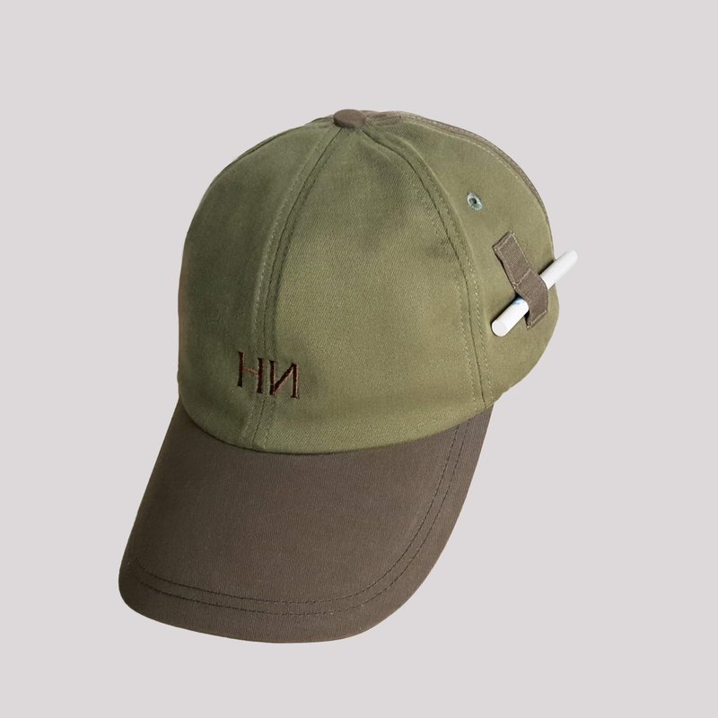 Pull String Baseball Cap軍綠工裝菸夾拉繩調節棒球帽 - 帽子 - 棉．麻 