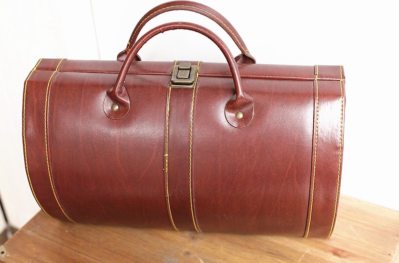 [Good day] Germany VINTAGE leather fetish wine picnic box - Other - Genuine Leather Red