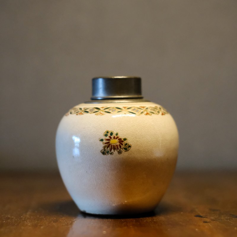 日本古美術 茶道具 錫蓋陶瓷茶入 - 茶壺/茶杯/茶具 - 瓷 