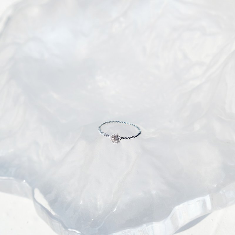 Cup Cake 925 Sterling Silver Ring Stone Cup Cake Round Diamond - แหวนทั่วไป - เงินแท้ สีเงิน