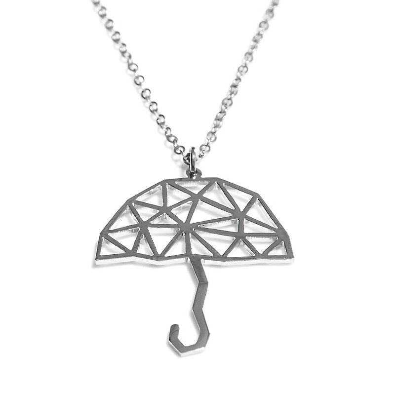 抽象的な多角形の傘の形のペンダント - ネックレス - 金属 シルバー