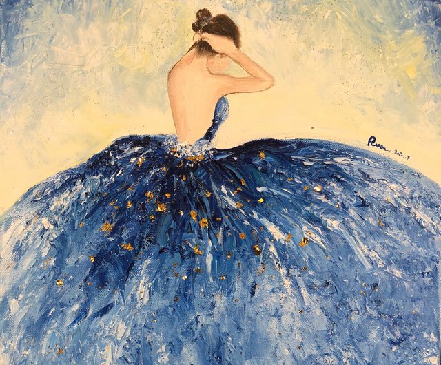 セール 女性の肖像画の油絵、暗闇の中の女性、オリジナルの