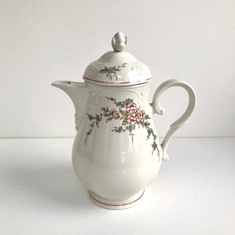 Villeroy & Boch Rosette Teapot | Porcelain Teapot with Pink, Blue Flowers | - Coffee Pots & Accessories - Porcelain White