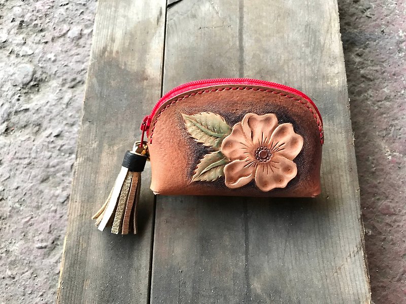 POPO│ favor a lightweight tassel purse wallet ││ true leather - กระเป๋าสตางค์ - หนังแท้ สีแดง
