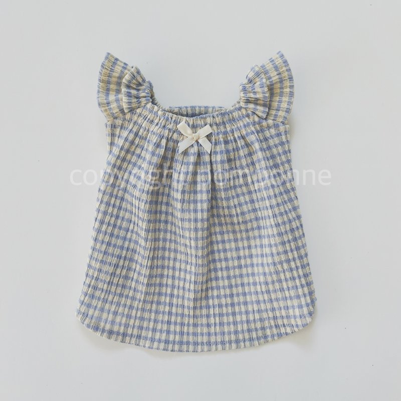 Dog Wear・Elastic Gingham Ruffle Camisole - Clothing & Accessories - Cotton & Hemp Blue