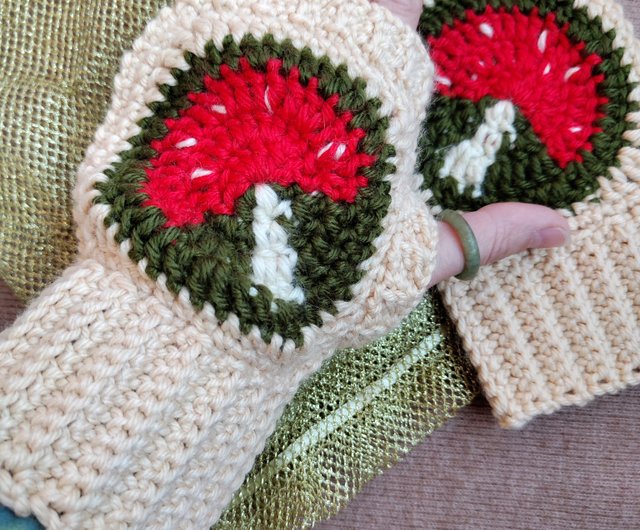 Mushroom hand warmers Crochet