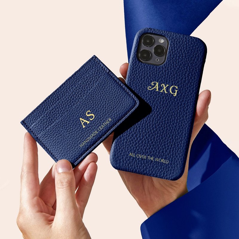 【Customizable】iPhone 14 Pro Leather Phone Case +Card Holder, Protective Set Gift - Phone Cases - Genuine Leather 