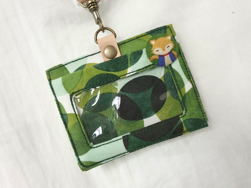 Cute fox identification card holder/ticket holder/document holder + special design neckband - ID & Badge Holders - Cotton & Hemp Multicolor