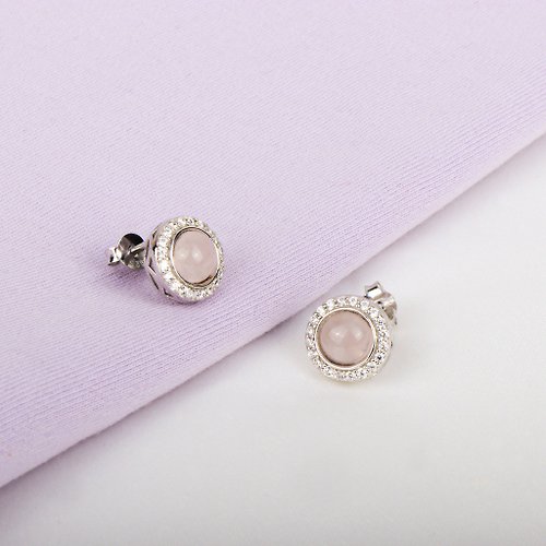 Bling Bijoux studio Genuine Natural Round Gemstone Halo Stud Earrings In 925 Sterling Silver for Wom