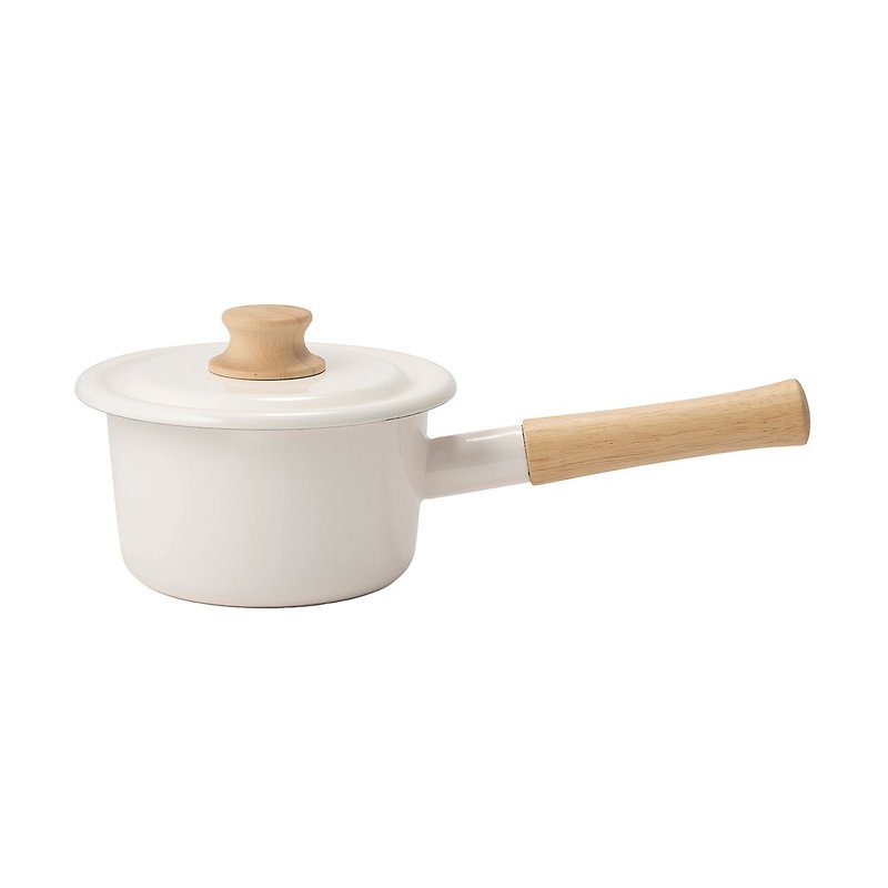 Cotton Series Enamel Sauce Pan 14cm with Lid - White - Cookware - Enamel 
