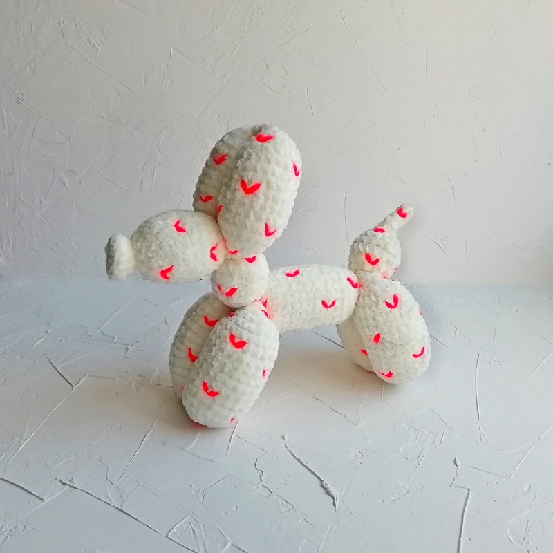 Balloon dog Stuffed animal toy Crochet toy heart - Kids' Toys - Thread White