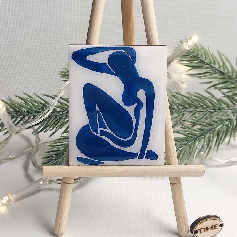 Wooden brooch in the style of Henri Matisse Blue nude, artist's brooch, art - 胸針 - 木頭 藍色