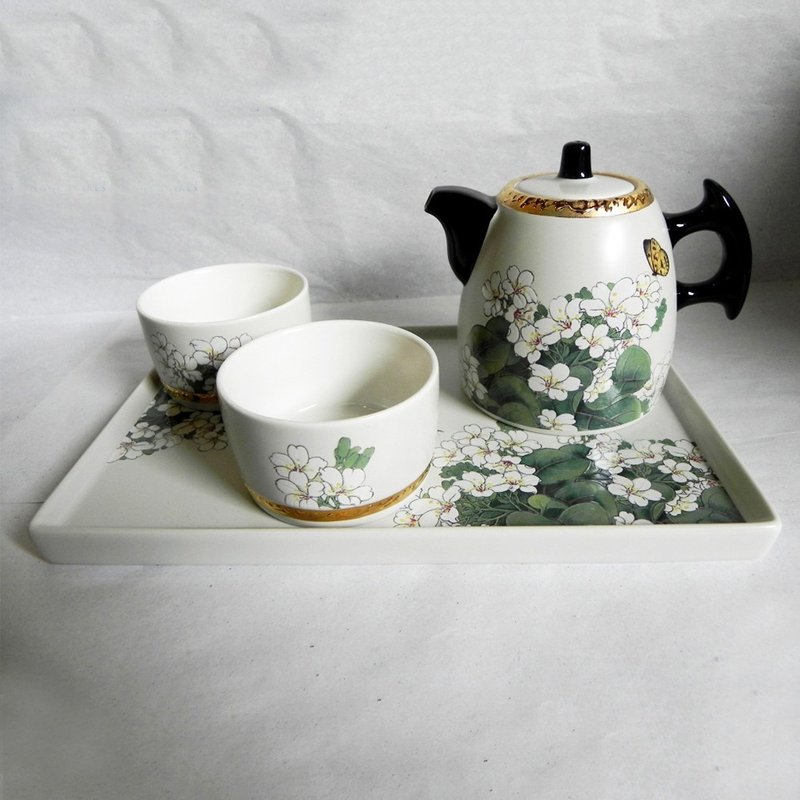 新太源-油桐鎏金茶具組(1壺2杯1茶盤) - 茶壺/茶杯/茶具 - 陶 