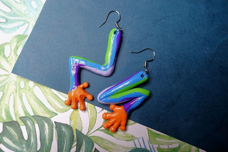 Tree frog legs - earrings - Earrings & Clip-ons - Sterling Silver Multicolor