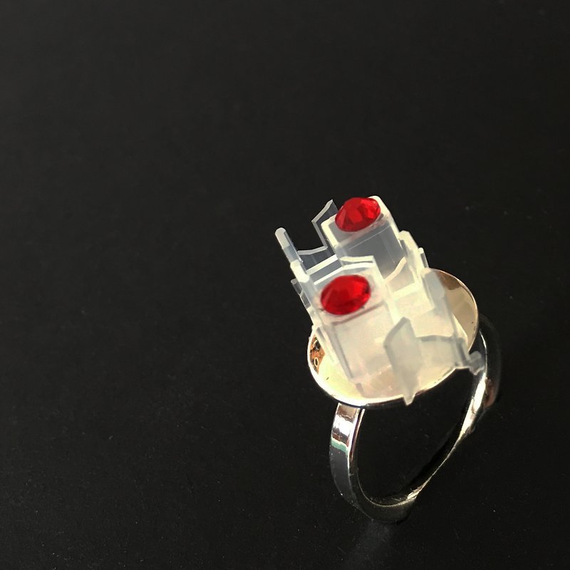 3D 雙零件 | 施華洛世奇水晶 | 紅 | 時尚 | 原創設計 | 獨家 | 錄影帶零件  - 戒指 - 其他金屬 銀色
