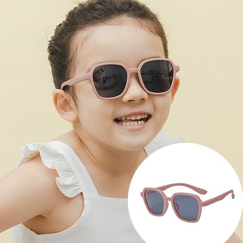 ALEGANT 時尚墨鏡│濾藍光眼鏡 探索霧感方框輕量矽膠彈性兒童太陽眼鏡│UV400小孩墨鏡-4色任選