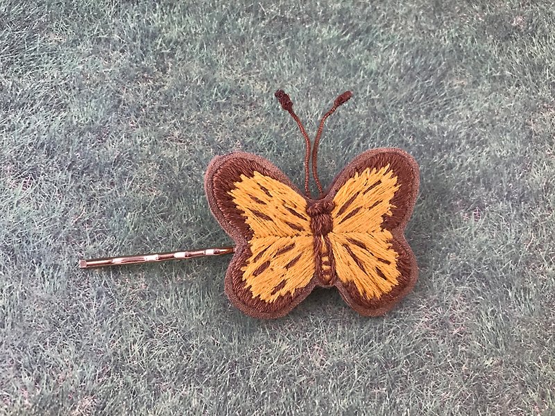 "Needle and thread time series" big yellow butterfly hairpin - เครื่องประดับผม - ผ้าฝ้าย/ผ้าลินิน หลากหลายสี
