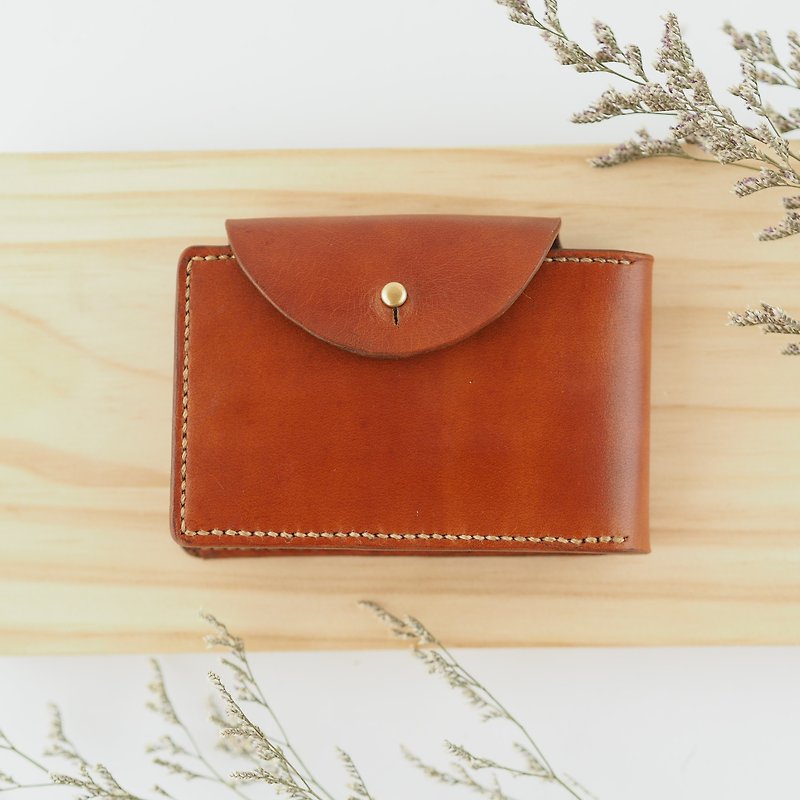 Handmade leather folio card holder business card holder brown - ที่เก็บนามบัตร - หนังแท้ สีนำ้ตาล