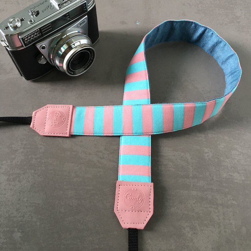 Blue Pink Mirrororless or DSLR Camera Strap - 菲林/即影即有相機 - 棉．麻 藍色