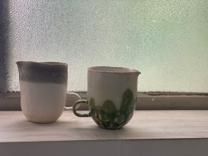 砂質手捏大容量奶壺杯 - 其他杯子 - 陶 綠色