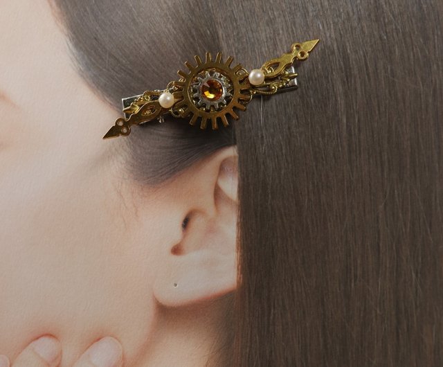 歯車 時計針 スチームパンク風ヘアクリップ - ショップ ktfantasia