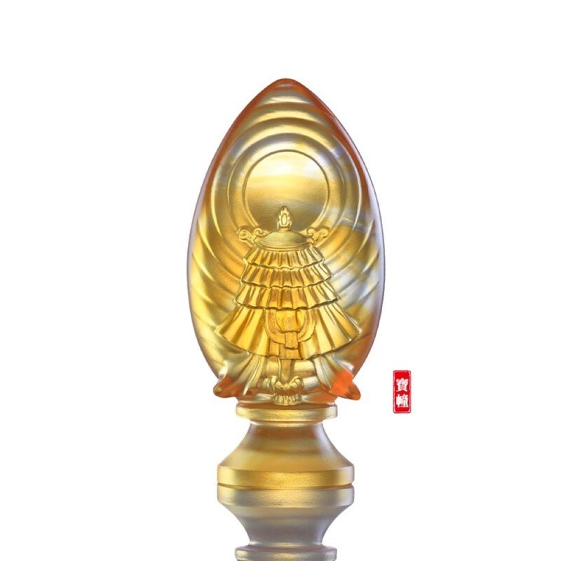 琉璃工房 LIULI 吉祥美好時光 高遠吉祥 寶幢 - 擺飾/家飾品 - 琉璃 黃色