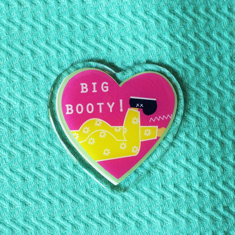 Keychain & Brooch "Big booty" - 吊飾 - 壓克力 粉紅色
