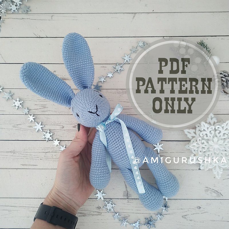 Amigurumi PATTERN stuffed Easter Bunny toys for woodland nursery - Knitting, Embroidery, Felted Wool & Sewing - Other Materials White