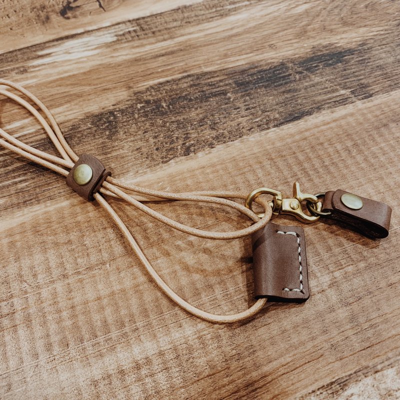 Leather identification card holder cowhide lanyard birthday gift gift Valentine's Day - ที่ใส่บัตรคล้องคอ - หนังแท้ สีนำ้ตาล