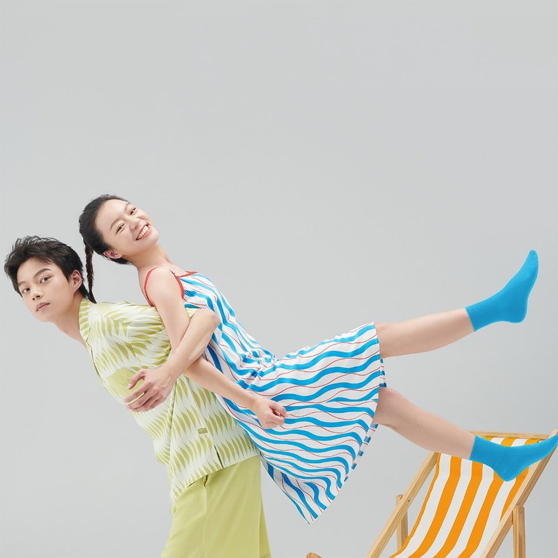 [Free shipping] New style of lying island spring and summer cool feeling couple style short-sleeved nightgown pajamas men and women home clothes - ชุดนอน/ชุดอยู่บ้าน - วัสดุอื่นๆ 