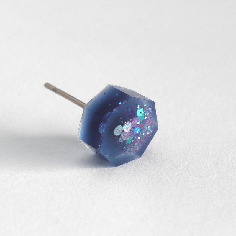 夢幻華爾滋 / 樹脂耳環 - 單隻 / 七角形 藍色 閃爍 - 耳環/耳夾 - 樹脂 紫色
