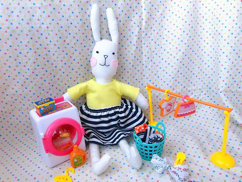 Handmade doll : long leg rabbit doll 03 - Stuffed Dolls & Figurines - Cotton & Hemp Yellow