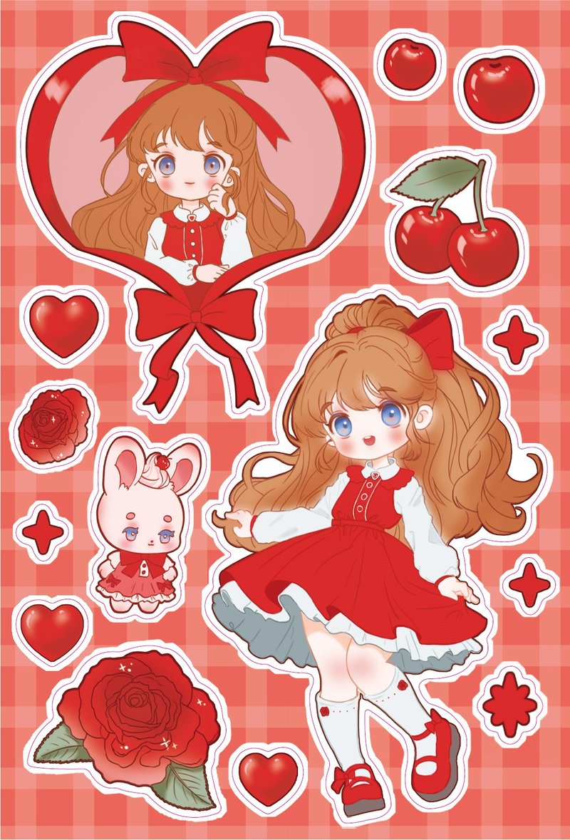 Cherry Red sticker - 貼紙 - 紙 紅色