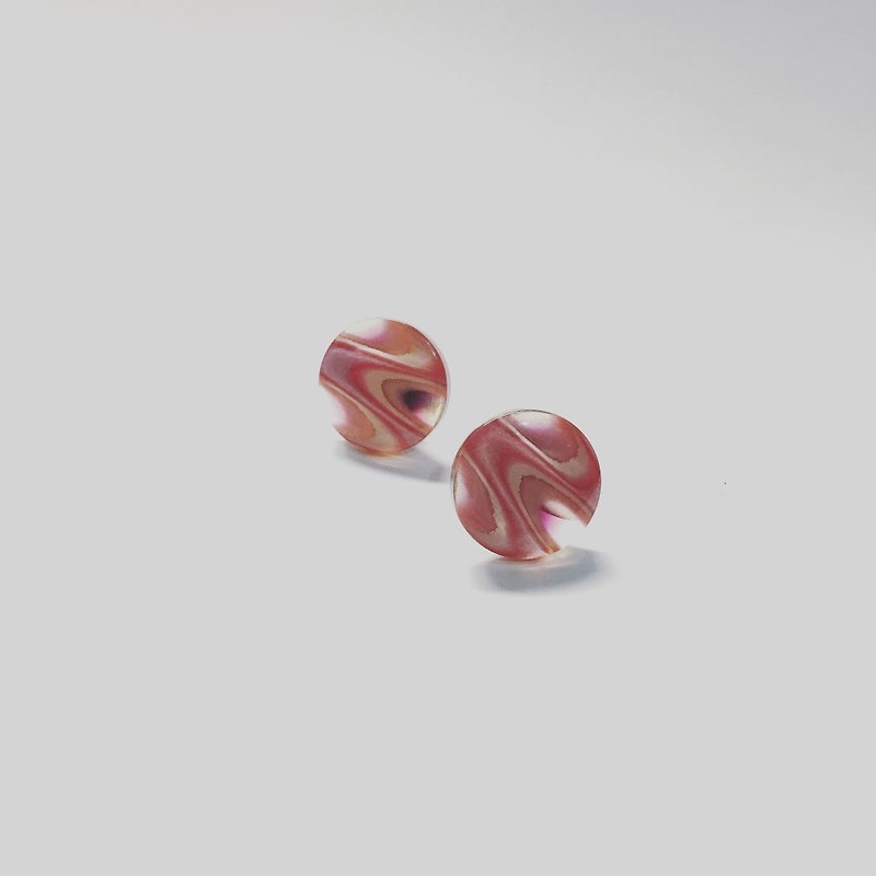 Antique button ear pin - Earrings & Clip-ons - Plastic Red