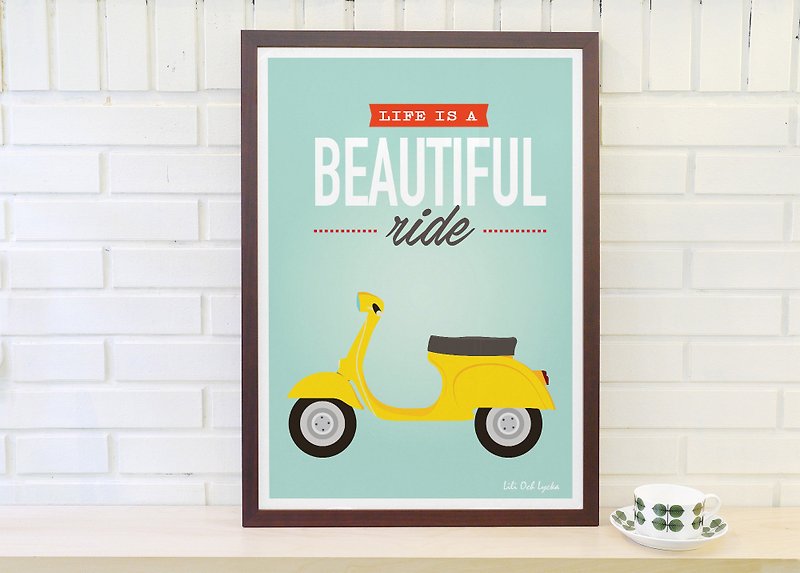 Scandinavian Retro Simple Poster Life is a beautiful ride No. 2 original without frame - Posters - Paper Yellow
