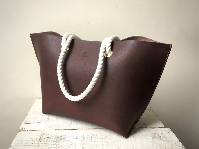 JAPAN Tochigi Leather Floor Leather Tote Bag mare M Bitter Brown - Handbags & Totes - Genuine Leather Brown