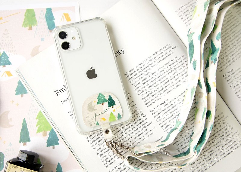 【Walk in the Forest-Apricot-Flower Cell Phone Strap】Adjustable Length/ Neck Hanging Slanted Back Dual Use - Phone Accessories - Polyester Multicolor