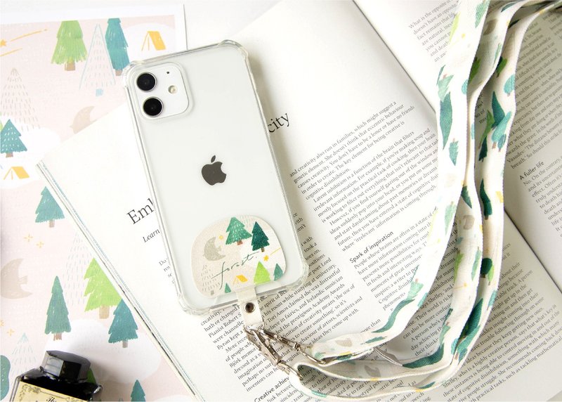 【Walk in the Forest-Apricot-Flower Cell Phone Strap】Adjustable Length/ Neck Hanging Slanted Back Dual Use - Phone Accessories - Polyester Multicolor