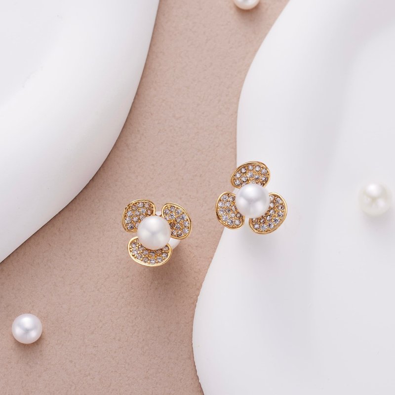 Earrings Dayflower -LATUA STELLA- - 耳環/耳夾/耳骨夾 - 純銀 金色