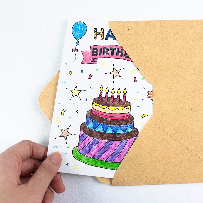 DIY Doodle誕生日カード/祝福ありがとうグリーティングカード/クリエイティブなかわいいカード/手描きのカード - カード・はがき - 紙 