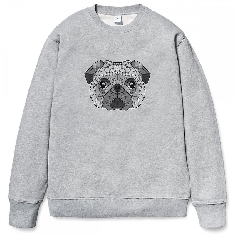 Geometric Pug gray sweatshirt - เสื้อยืดผู้ชาย - ผ้าฝ้าย/ผ้าลินิน สีเทา