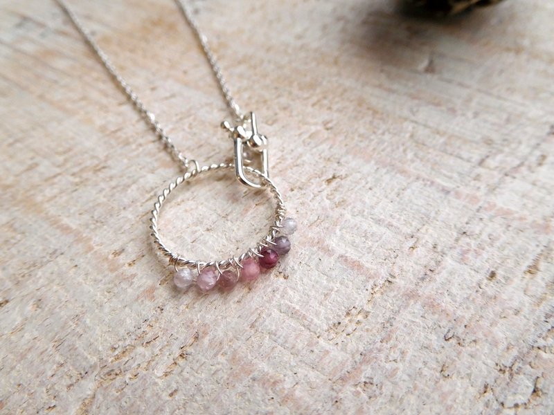 Sterling silver pastel shaded spinel buckle short necklace - Necklaces - Other Metals Silver