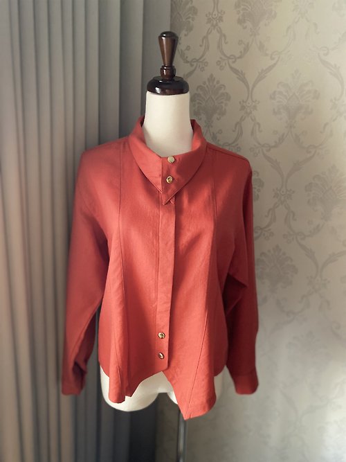 【藏私‧Collection】 橘紅純毛料古著上衣日本製